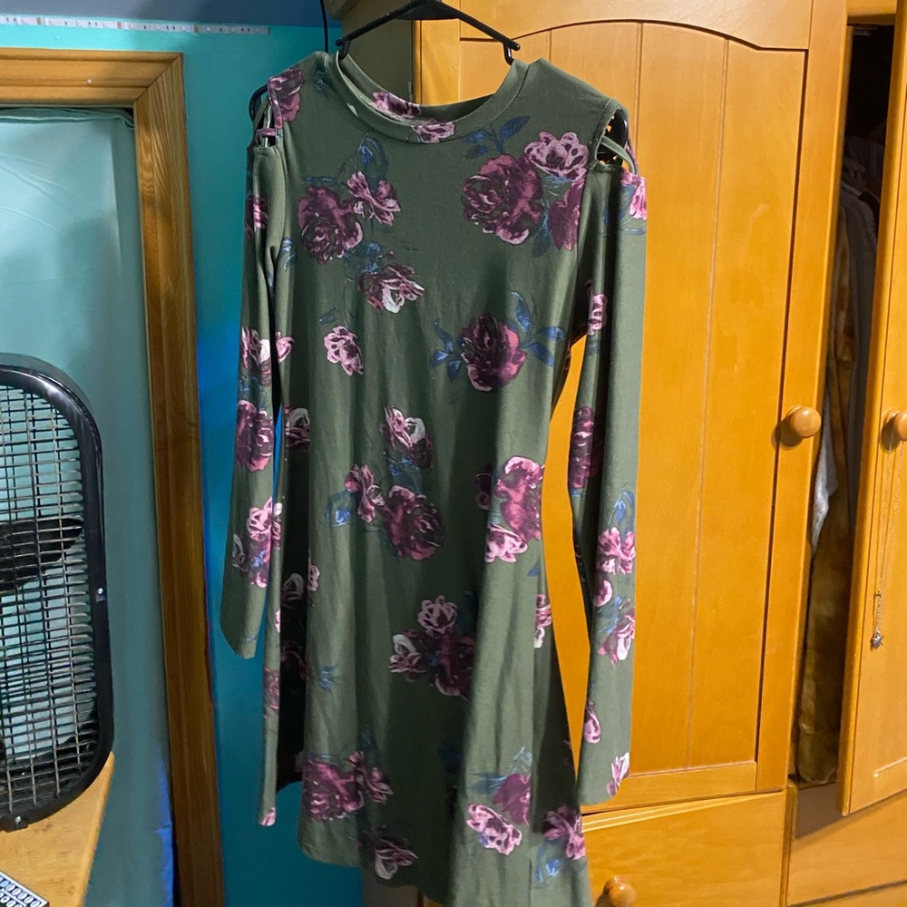 green flowery dress